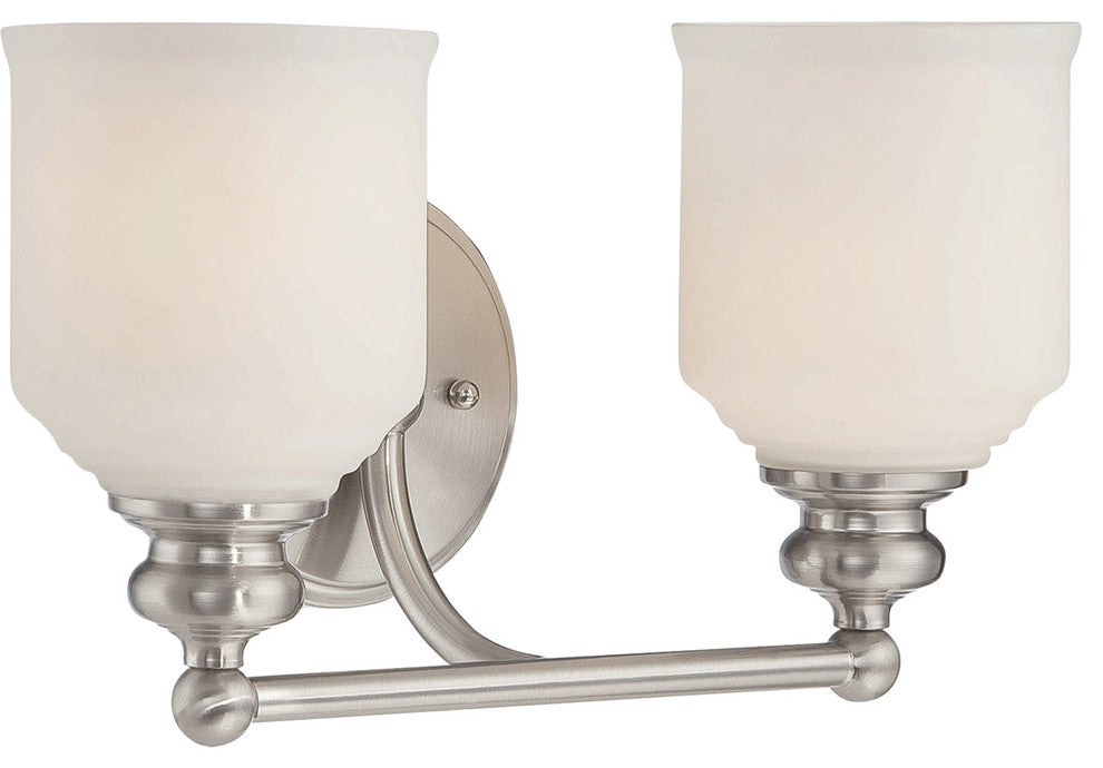 Melrose 2 Light Bath Bar, Satin Nickel