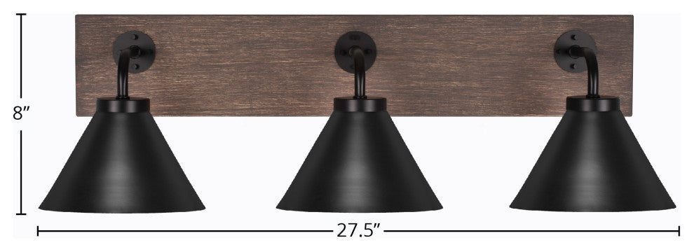 Oxbridge, Bath Bar, Matte Black & Painted Distressed Metal, 7" MB Shades