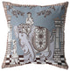 18" Blue Brown Ornate Elephant Zippered Suede Throw Pillow