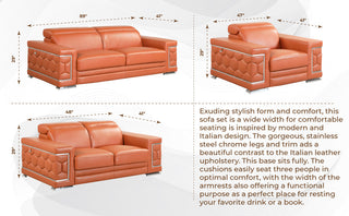 Rome Contemporary Genuine Italian Leather Sofa Black