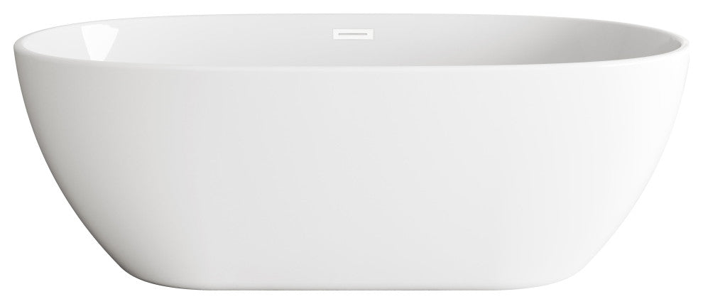 Aaron 67" Soaking Bathtub, Glossy White With Polished White Trim
