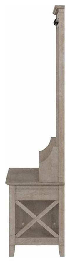 Key West Hall Tree with Shoe Storage Bench in Washed Gray - Engineered Wood