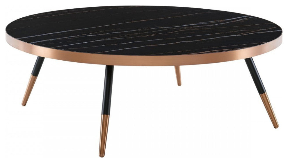 Modern Large Black and Gold Ceramic Coffee Table