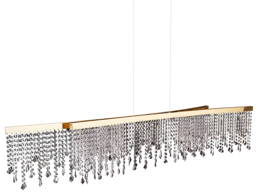 Vado Ligure | Modern Gold Crystal Ceiling Chandelier for Dining Room, 59"