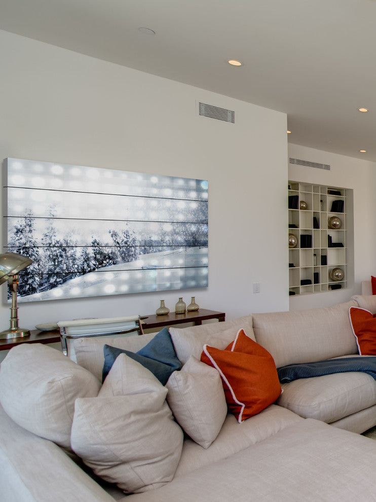 "Snowing" Painting Print on White Wood