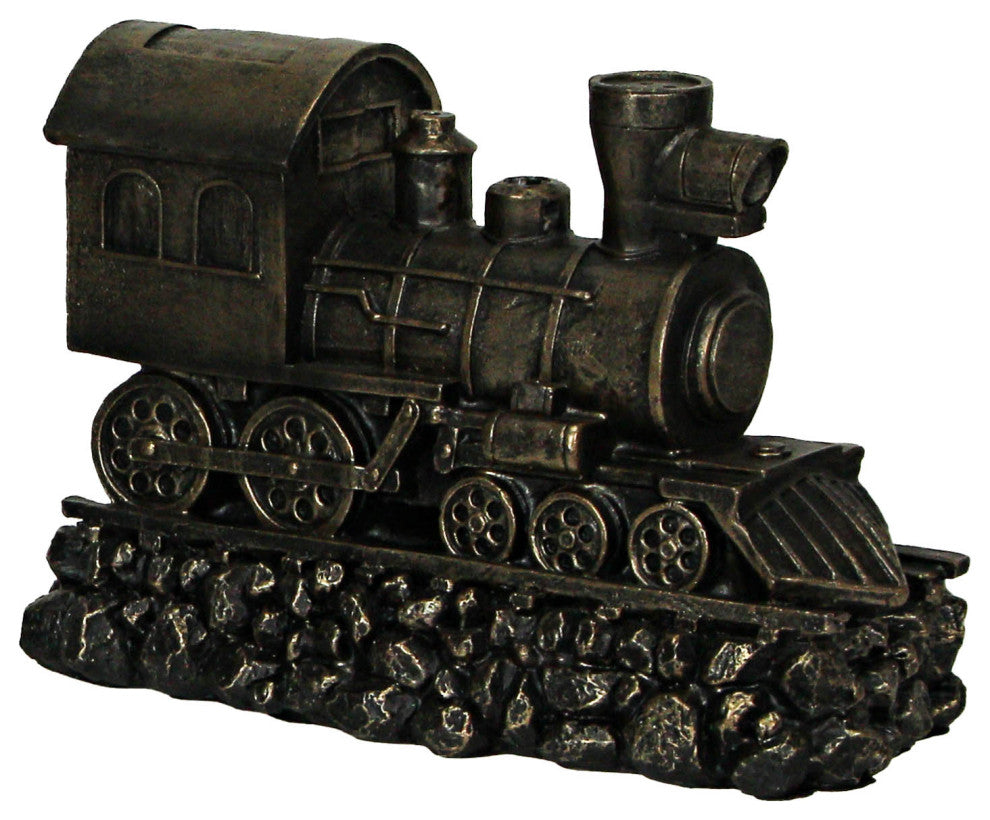 Set of 2 Bronze Steam Locomotive Bookends Decorative Resin Train Shelf Decor Ar