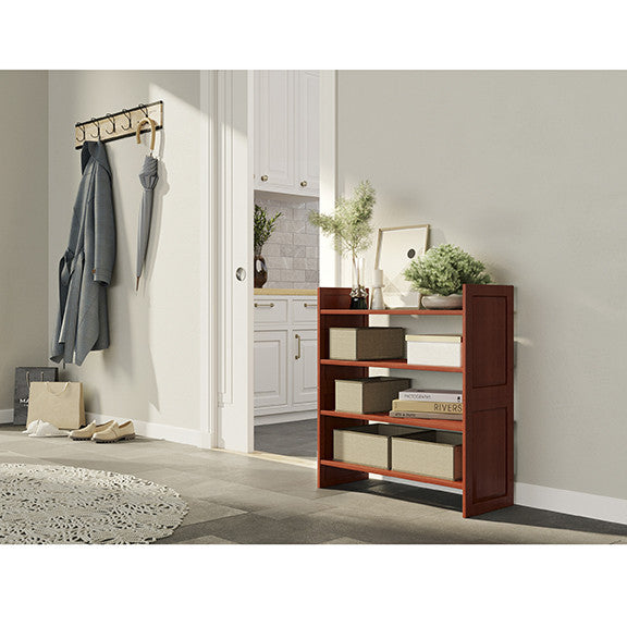 Solid Wood 2-Tier Storage Rack, Red Mahogany