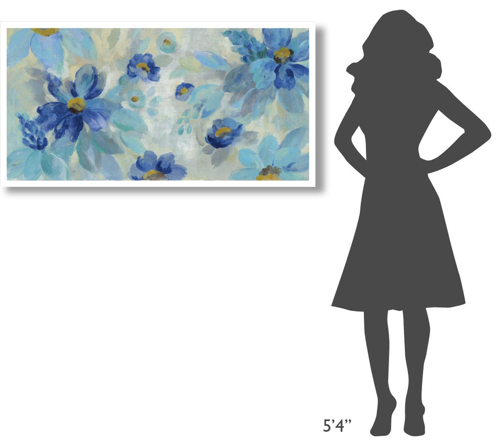 "Blue Flowers Whisper I" Digital Paper Print by Silvia Vassileva, 50"x26"