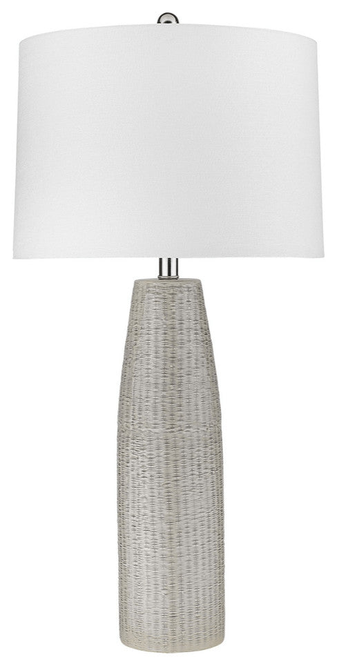 33" White Ceramic Table Lamp With White Empire Shade
