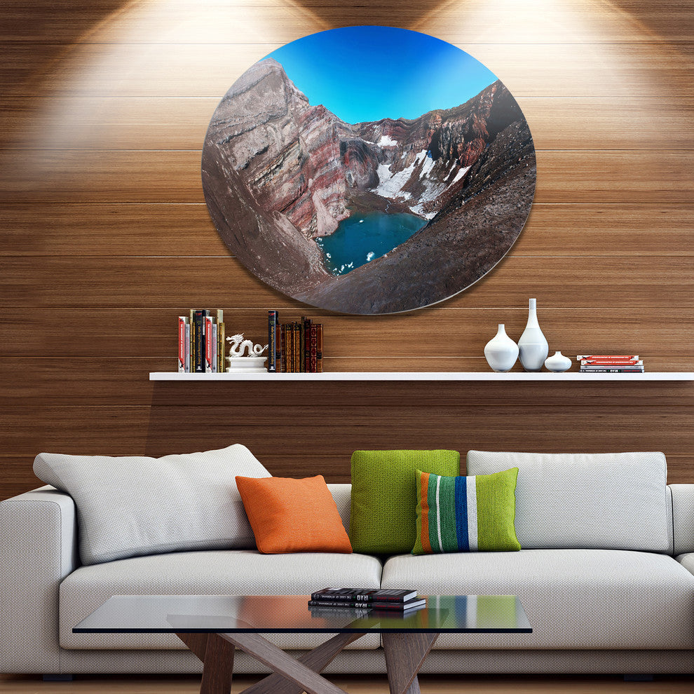 Volcano Kamchatka Panorama, Landscape Round Wall Art, 36"