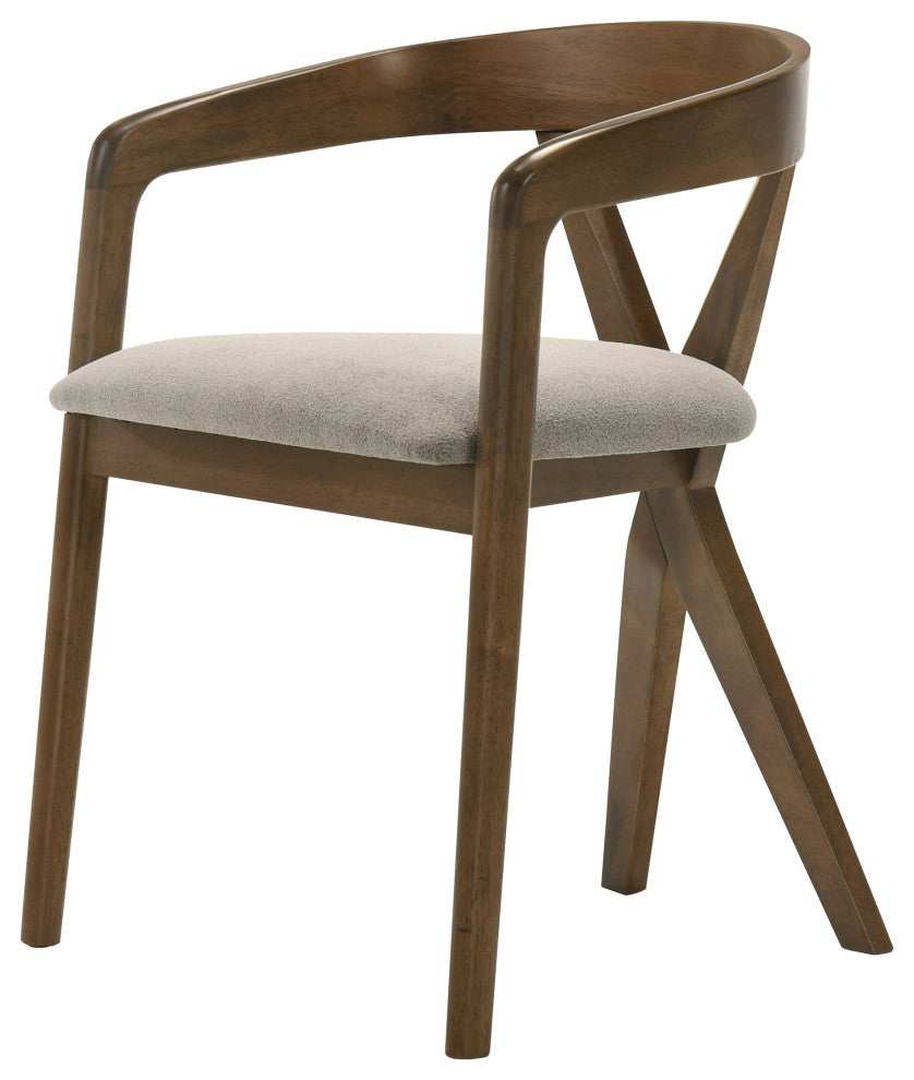 Modrest Weiss Mid-Century Modern Light Brown Fabric, Walnut Dining Chair