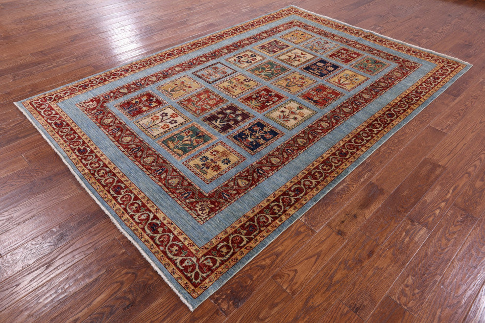 6' 6" X 9' 8" Persian Garden Design Handmade Rug Q10655