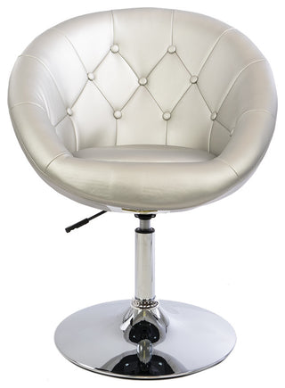 Antoinette Round Tufted Vanity Chair, Silver Shimmer