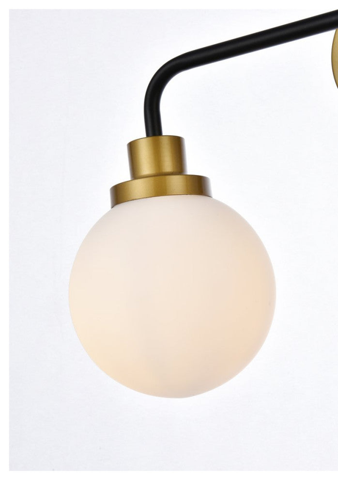 Helen 2-Light Bath Sconce, Black With Brass With Frosted Shade