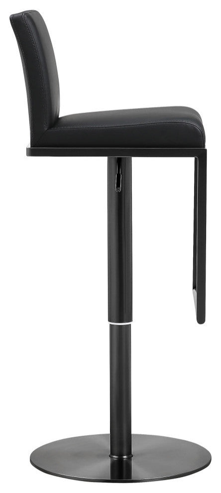 All Black Barstool, PU Black Leather