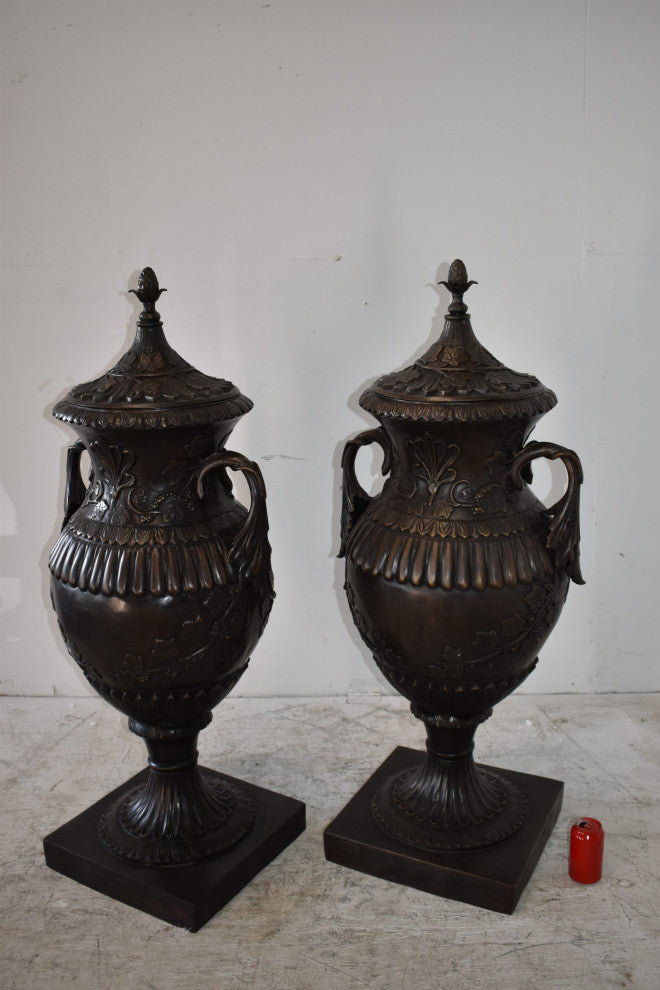 A Pair Of Urns or Vases Made of Pure Bronze Size: 21" x 18" x 47"H