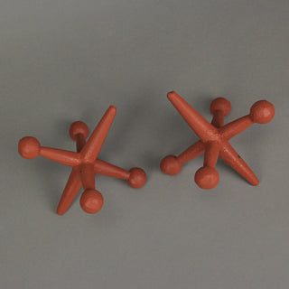 Orange Enamel Painted Cast Iron Giant Jack Bookends Decorative Sculpture Decor