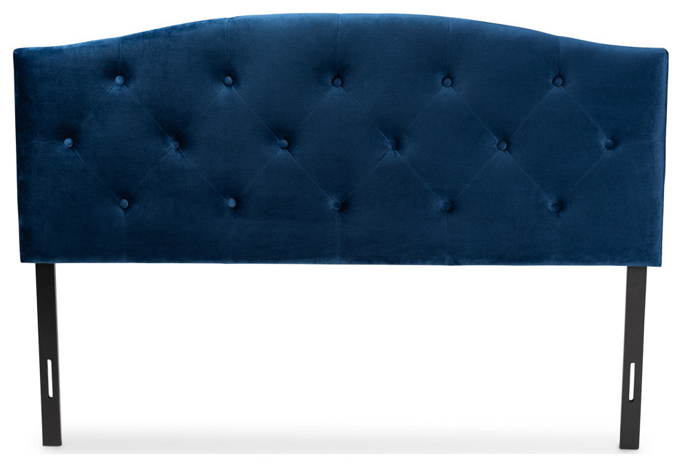 Carter Modern Velvet Fabric Upholstered Headboard Full, Navy Blue