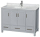 Wyndham WCS141448SGYCMUNSMXX 48" Vanity in Gray + Carrera Marble and Square Sin
