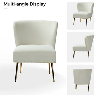 Beatrice Accent Chair With Nailhead Trim, Ivory