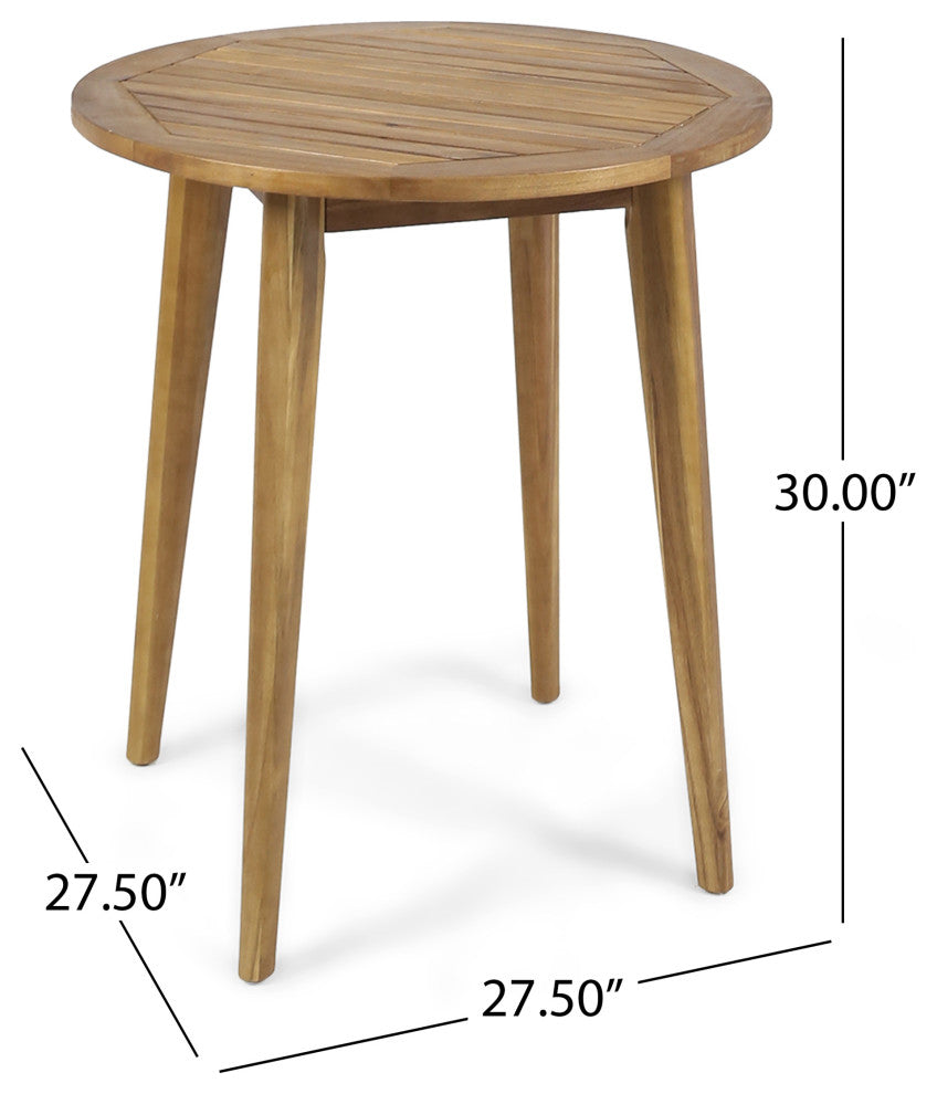 Meriden Outdoor Wicker and Acacia Wood 3 Piece Bistro Set With Cushion