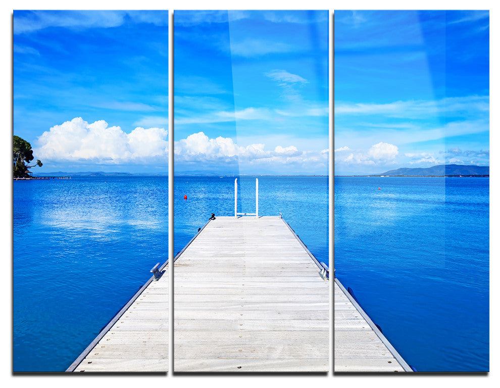 "Large Wooden Pier" Photo Metal Wall Art, 3 Panels, 36"x28"