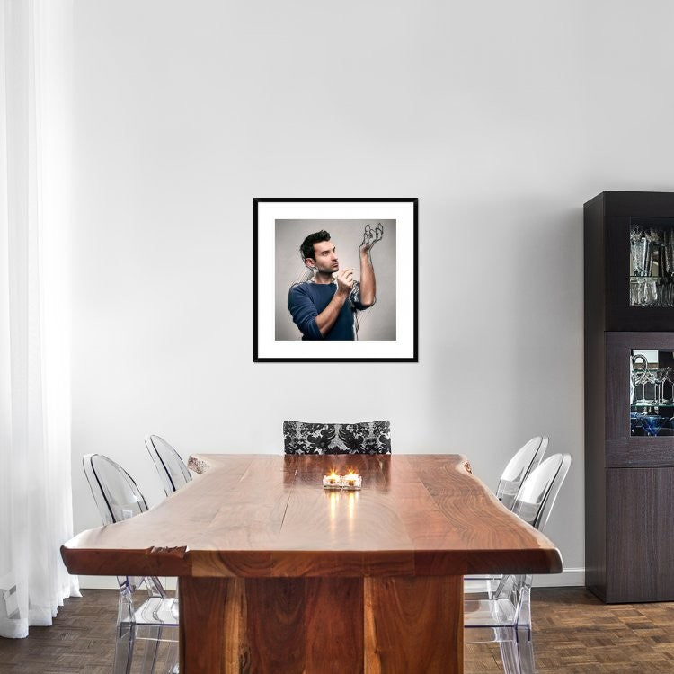 "The Power Of The Sketch" Framed Digital Print by Sebastien Del Grosso, 30x30"