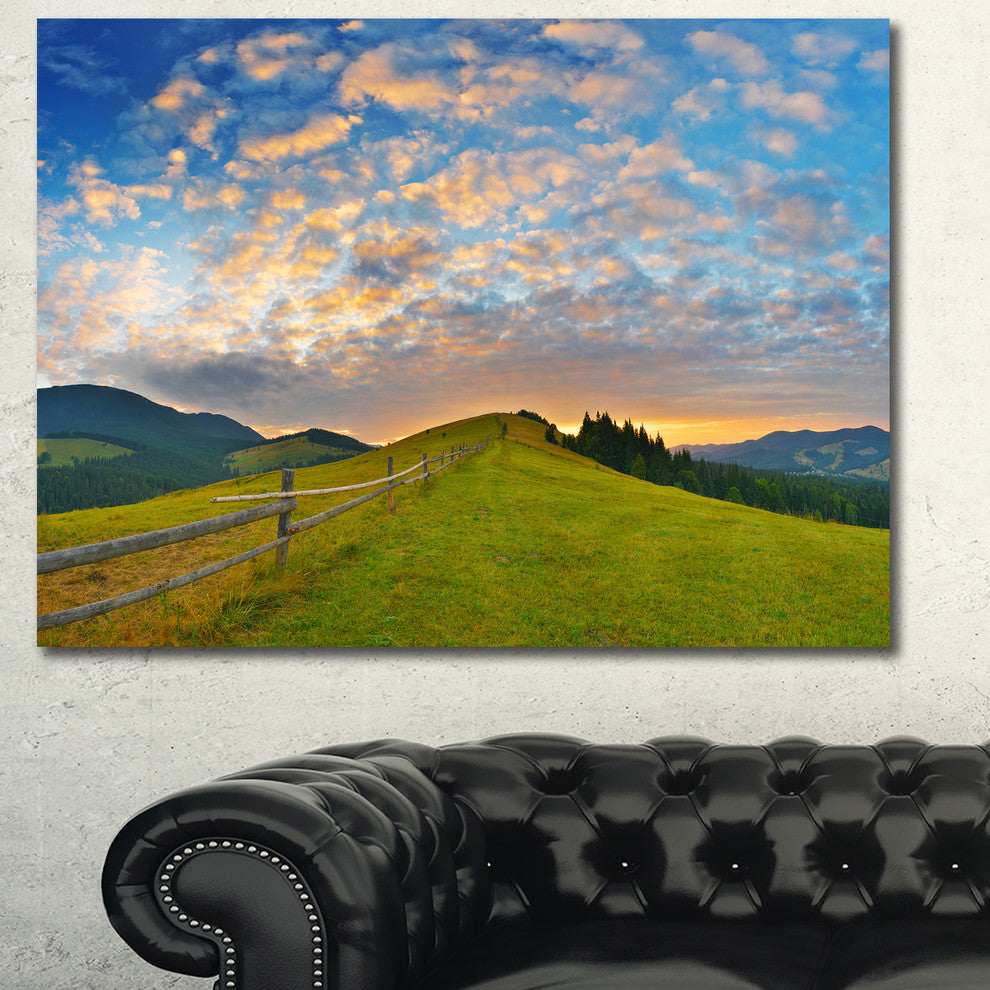 Green Evening Countryside, Landscape Canvas Art Print, 60x40