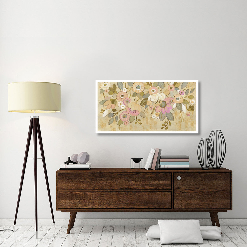 "Decorative Pastel Flowers" Digital Paper Print by Silvia Vassileva, 50"x26"