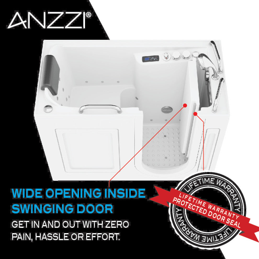 Left Drain Fully Loaded Walk-in Bathtub With Air and Water Jets, 2753 V2 Right Drain
