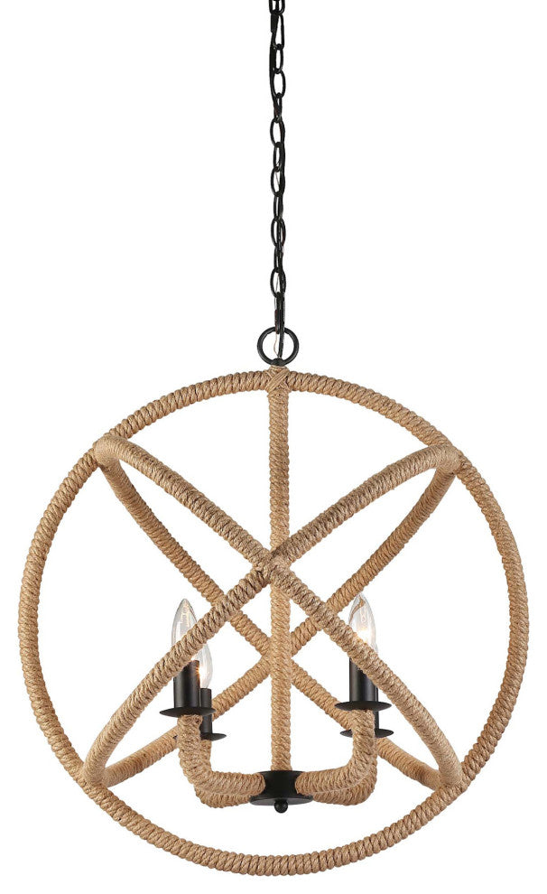 Golden Lighting 0868-4 Marina 4 Light 23"W Taper Candle Style - Natural Black