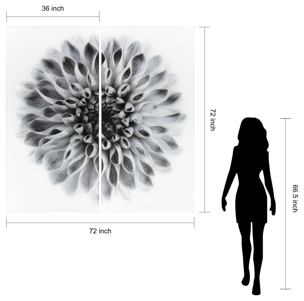 "Dahlia AB" Frameless Free Floating Tempered Glass Panel Graphic Wall Art Set