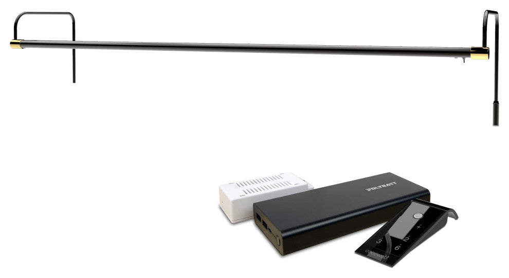 43" Tru-Slim Picture Light, Black/Brass With Rechargeable Battery