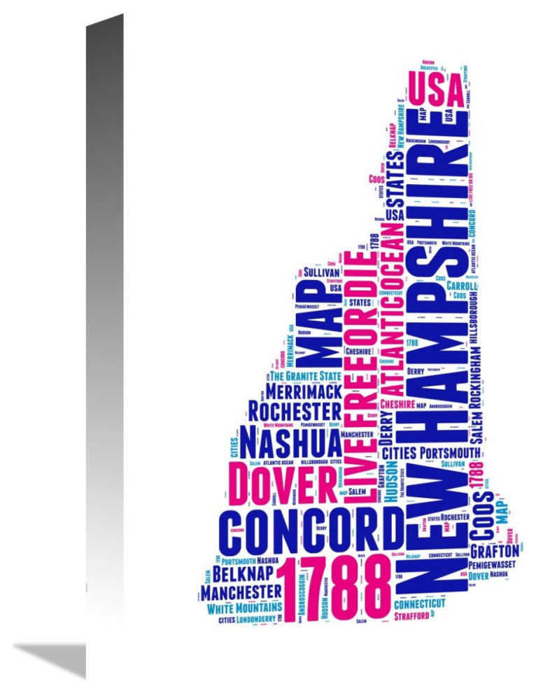 "New Hampshire Word Cloud Map" Fine Art Print