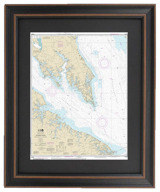 Poster Size Framed Nautical Chart; Chesapeake Bay, Potomac River to Piney Point