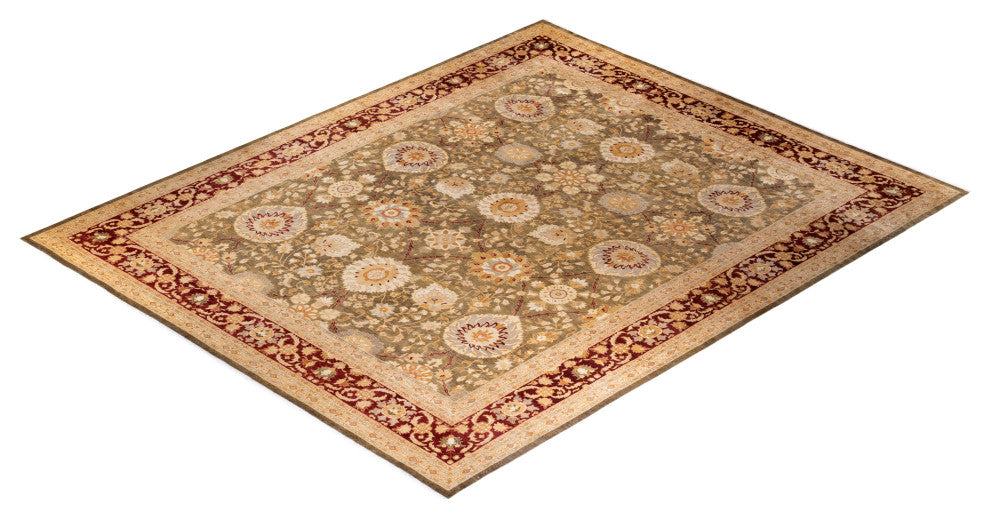 Eclectic, One-of-a-Kind Hand-Knotted Area Rug Green, 12' 1" x 15' 0"
