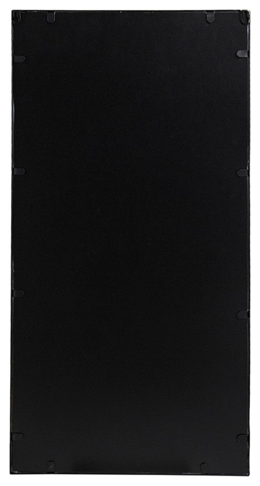 Benzara BM286307 32" 3 Piece Wall Mirror, Circles, Stylish Black Metal Frame