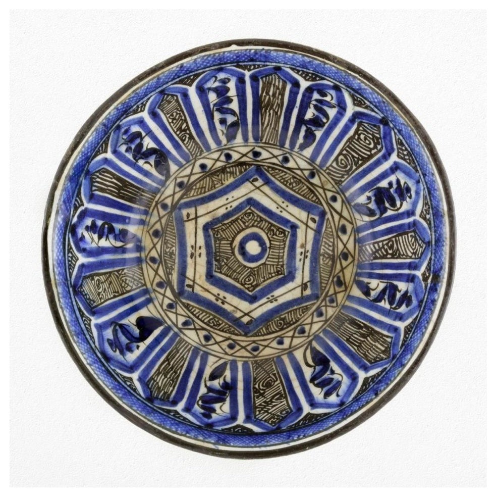 "Blue and Black Painted Bowl" Print 16th Century Persian Artisan, 38"x38"