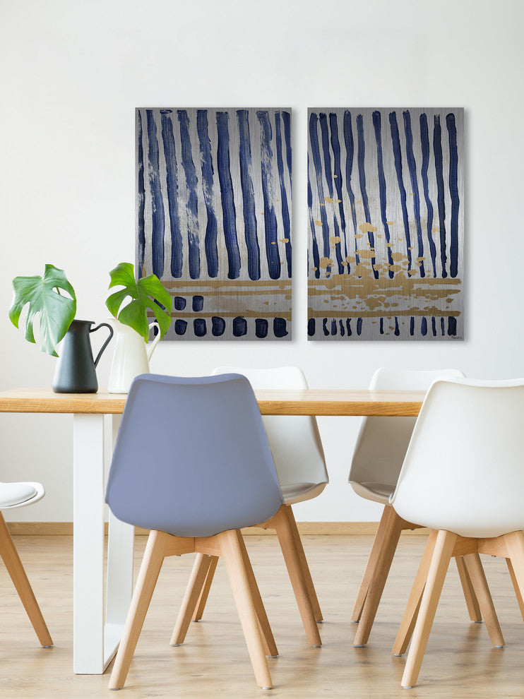 Blue Verticals Diptych, 32"x24"