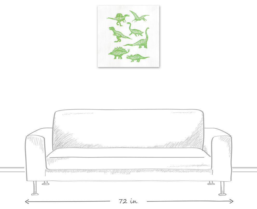 Green Dinosaurs 24x24 Canvas Wall Art