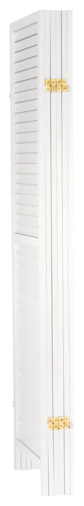 6' Tall Wooden Louvered Room, White, 6 Panel
