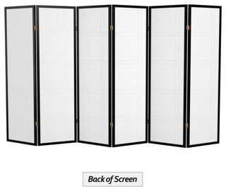 5' Tall Double Cross Shoji Screen, Black, 6 Panels