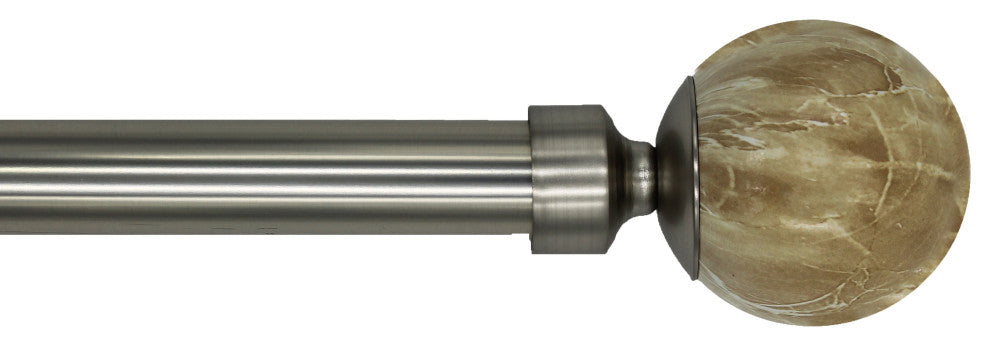 Linen Avenue Tan Travertine Single Curtain Rod Set,28-48 Inch,Brushed Nickel