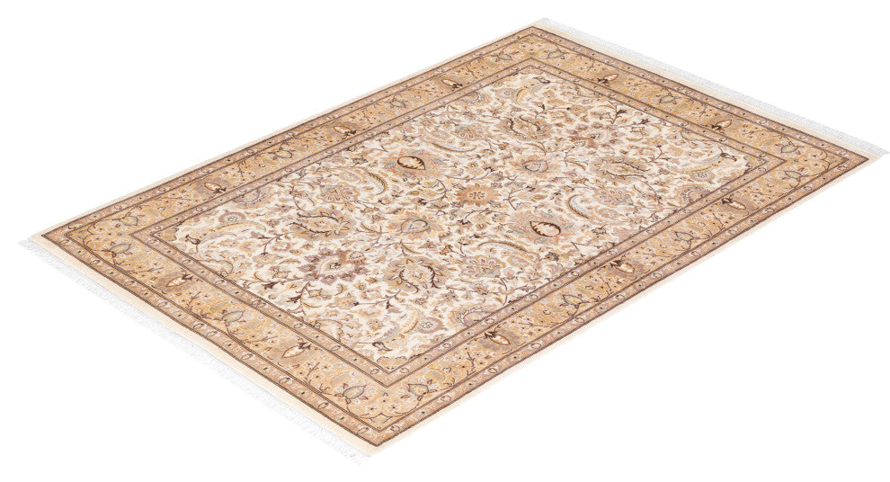 Mogul, One-of-a-Kind Hand-Knotted Area Rug Ivory, 4' 2 x 6' 1