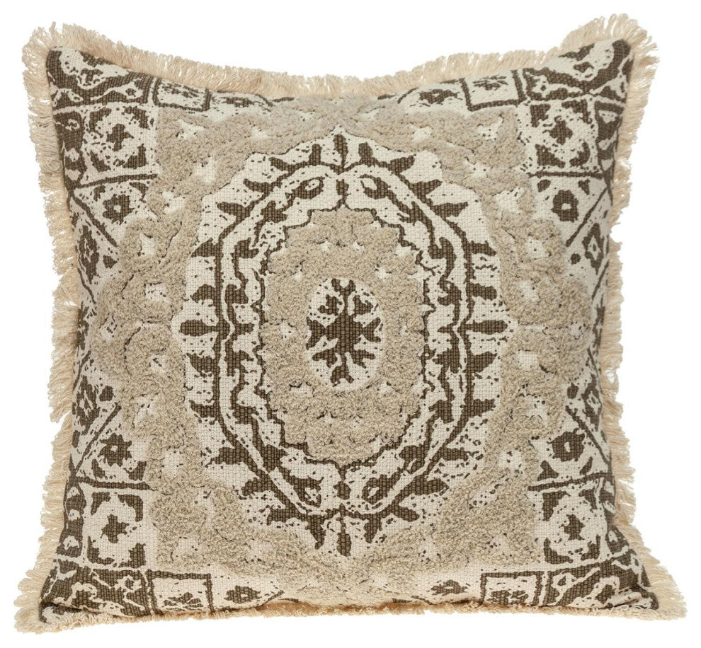 Boho Garland Beige and Brown Decorative Accent Pillow