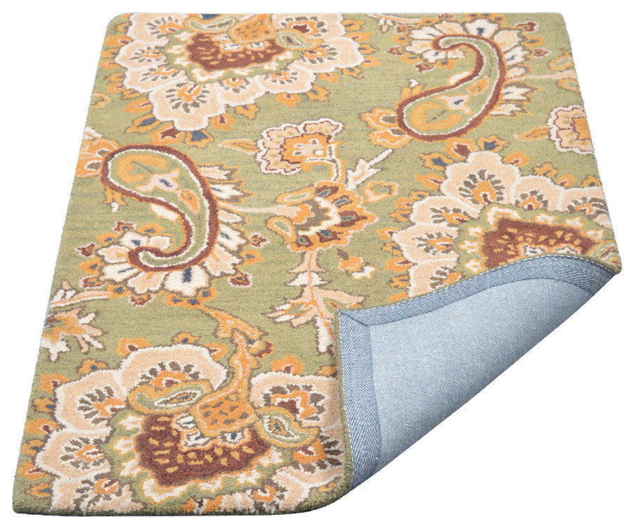 HAND TUFTED WOOL ECO-FRIENDLY AREA RUGS - Rectangle,Green,Floral