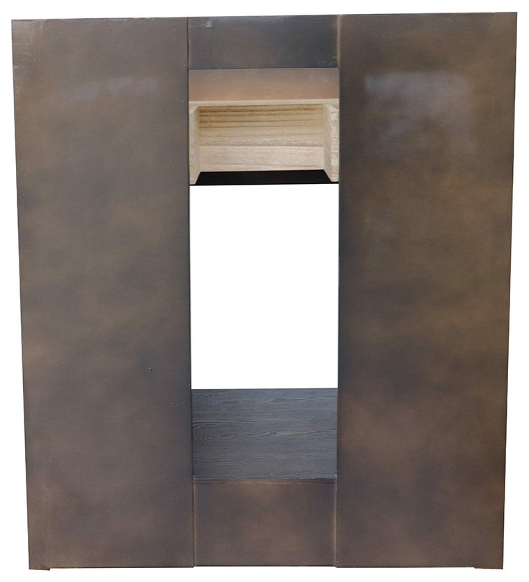 30" Single Vanity, Brown Ash, Black Galaxy Top, Rectangle Sink