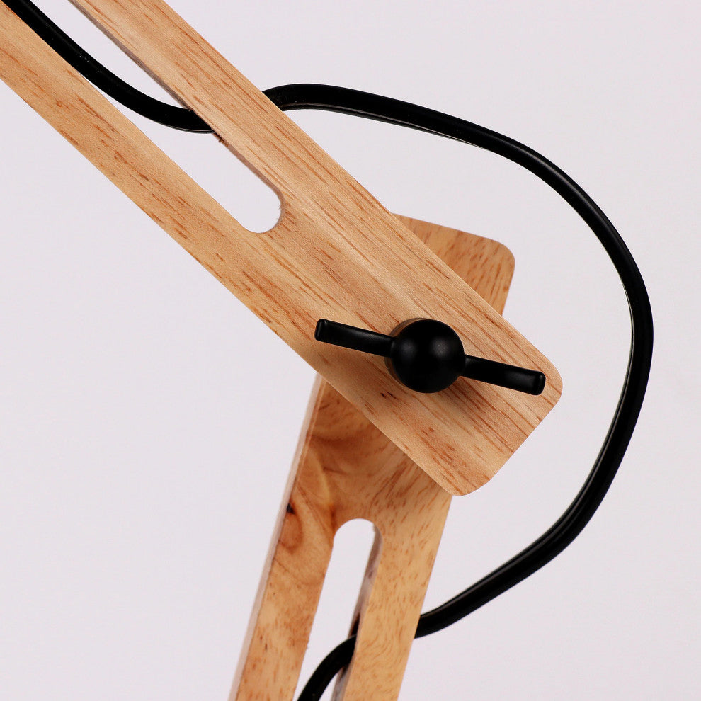 Modern Black Wood LED Desk Lamp For Bedside, Office