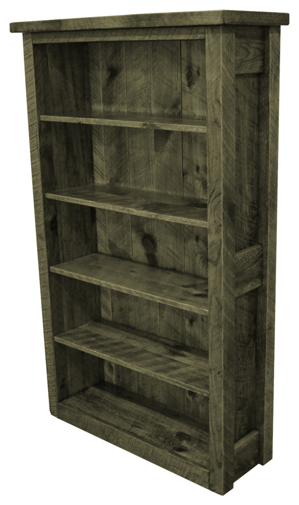 Barnwood Style Timber Peg Bookcase, Weathered Slate