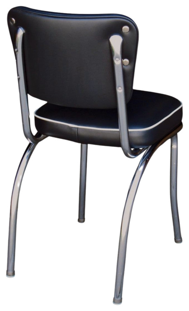 Retro Home Upholstered Dining Chair, Black, Box Seat